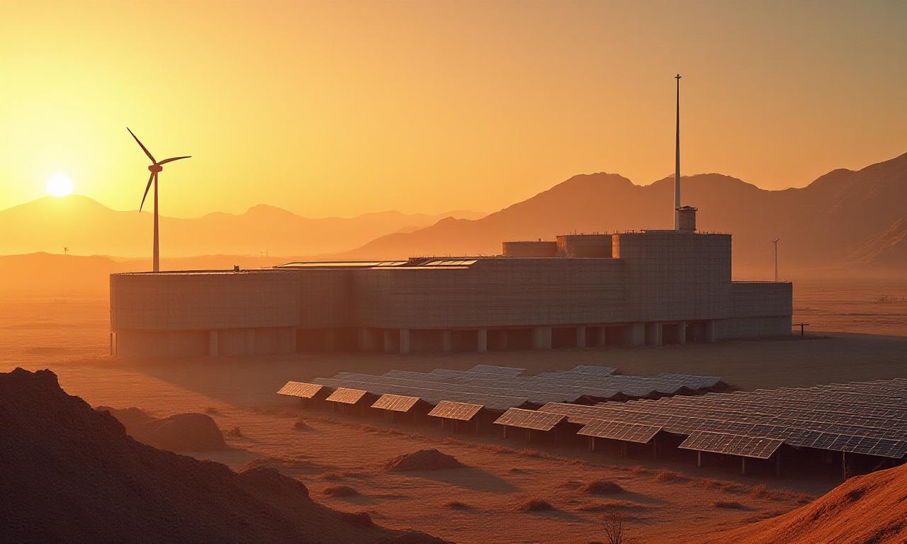 Arid landscape with sustainable technology
