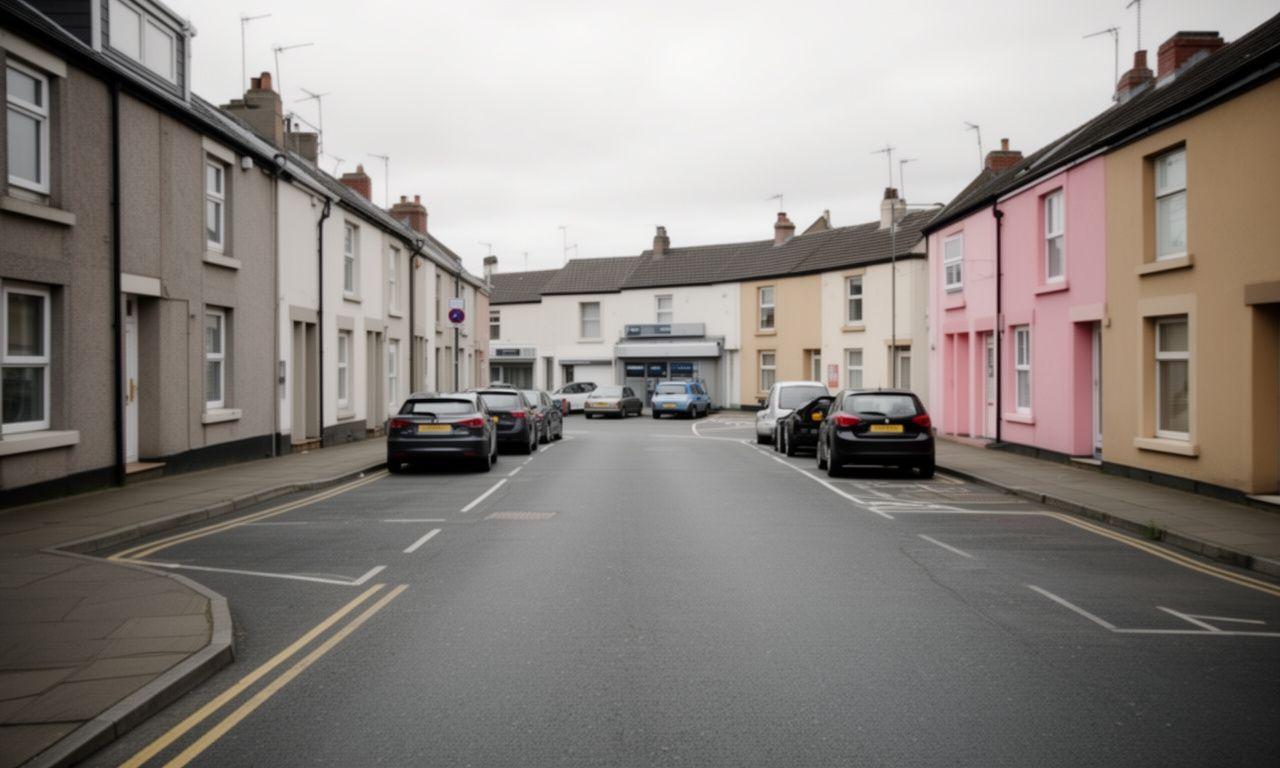 Street-view style image of 10 Rounds Green Road in Sandwell with nearby terraced buildings and roadside parking